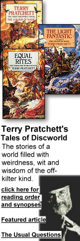 Terry Pratchett's Discworld series page reading order and synopsis; 160x480