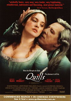 Movie poster, Quills, Festivale film review section
