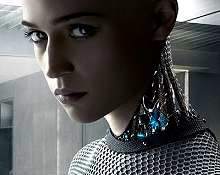 Movie still, Ex Machina, Artificial Intelligence in the movies; 220x193