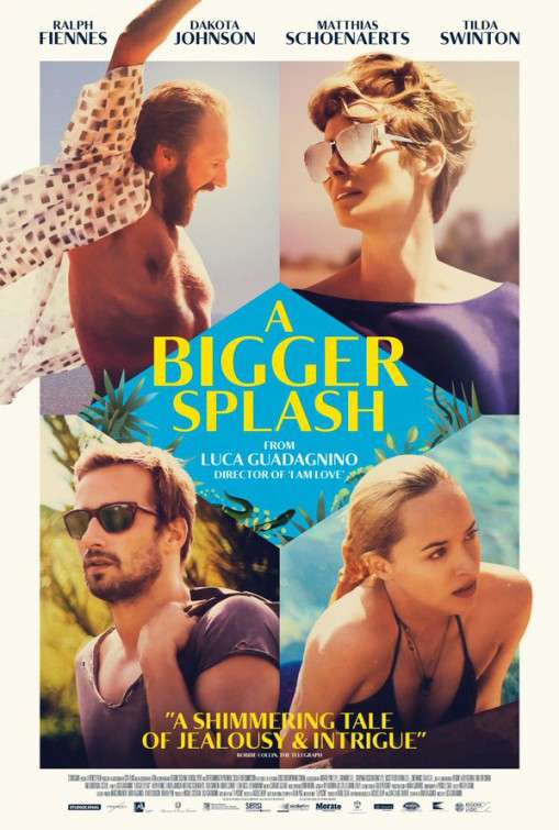 movie poster, A Bigger Splash, Festivale film review; 509x755