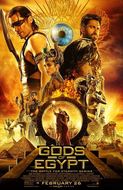 movie poster, Gods of Egypt, Festivale film review; 400x618