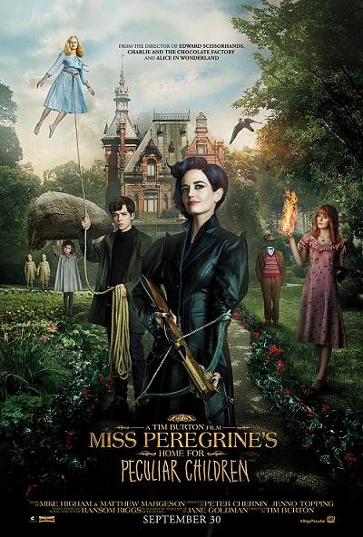 movie poster, Miss Peregrine's Home for Peculiar Children, Festivale film review page; 400x592
