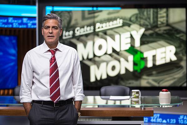 movie still, George Clooney in Money Monster, Festivale film review; 600x400