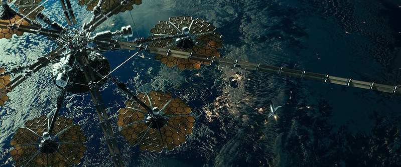 Orbiting International Space Station and weather controlling network (c) 2017 Warner Bros All Rights Reserved;799x333