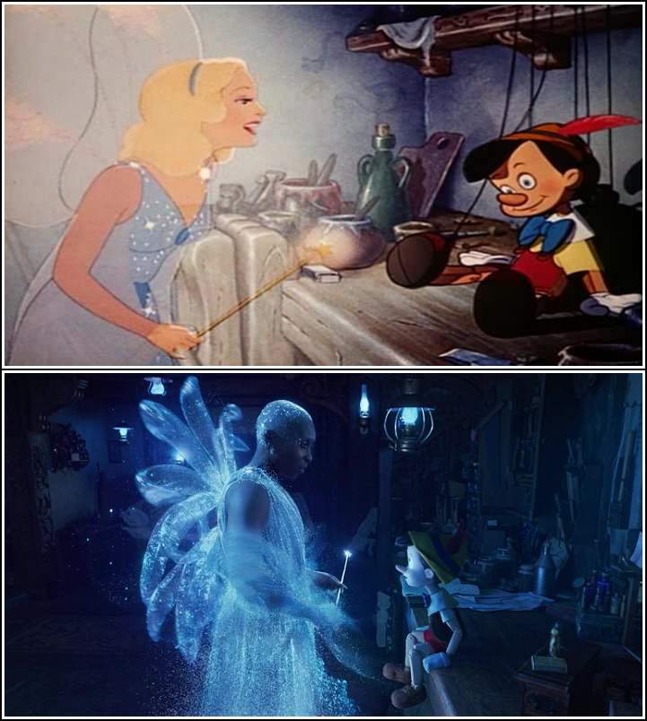 Pinocchio 2022 - 1940 comparison Blue Fairy & Pinocchio