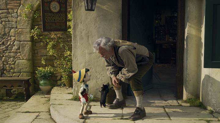 Tom Hanks as Geppetto in Pinocchio (2022). Photo courtesy of Disney Enterprises Inc. (c) 2022 Disney Enterprises, Inc.  All Rights Reserved.;x