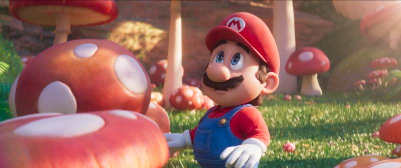 Movie still, Mario voiced by Chris Pratt, The Super Mario Bros Movie; Festivale film review;800x335