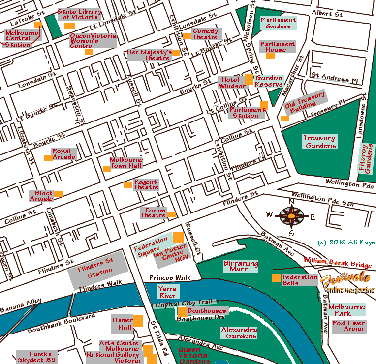 Alexandra Gardens Map  Melbourne, St kilda, River queen