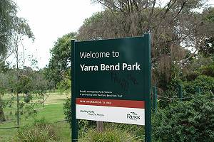 Yarra Bend Park entry sign, Melbourne, Victoria, Australia
