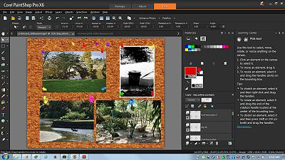 Corel PhotoPaint Pro creating a noticeboard collage; 400x225