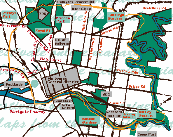Map, Capital City Bike Trail, Melbourne, Victoria, Australia