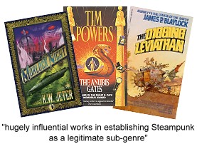 Three highly influential books in the development of the steampunk genre; 277x202