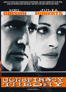 Movie Poster, Conspiracy Theory with Julia Roberts and Mel Gibson, Festivale film review