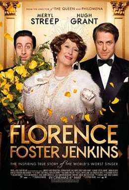 movie poster, Florence Forster Jenkins, Festivale film review page; 260x381