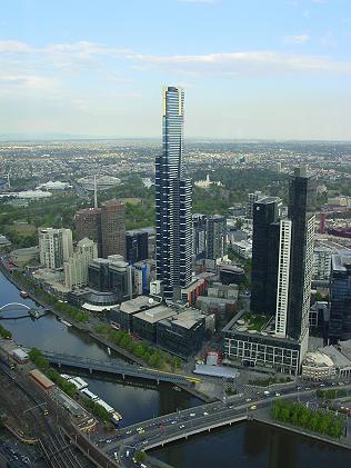 Eureka Tower, Southbank, from Rialto Towers, Melbourne (c) Ali Kayn 2009; 316x421