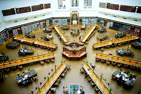 State Library Reading Room, Photograph Courtesy Tourism Victoris , Mark Chew, Winter 2007; 459x305