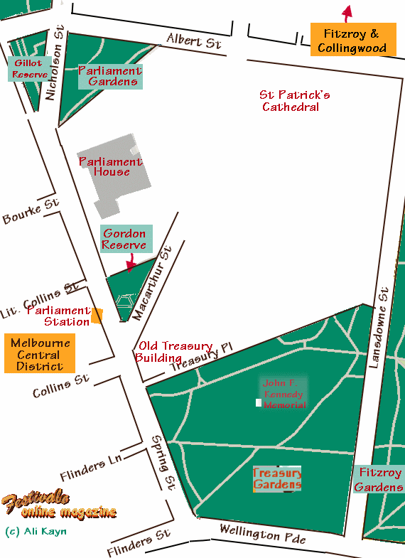 map of Treasury Gardens, Festivale Pictorial Guidebook; 570x785