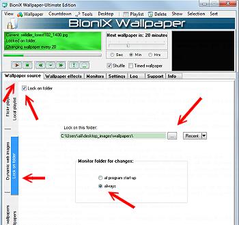 Bionix Wallpaper Changer dialog box; 350x357