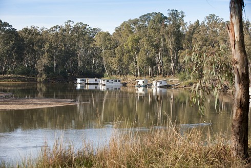 Houseboats on the Murray River at Cobram Barooga; 2009 Robert Blackburn ; courtesy Tourism Victoria; 490x327